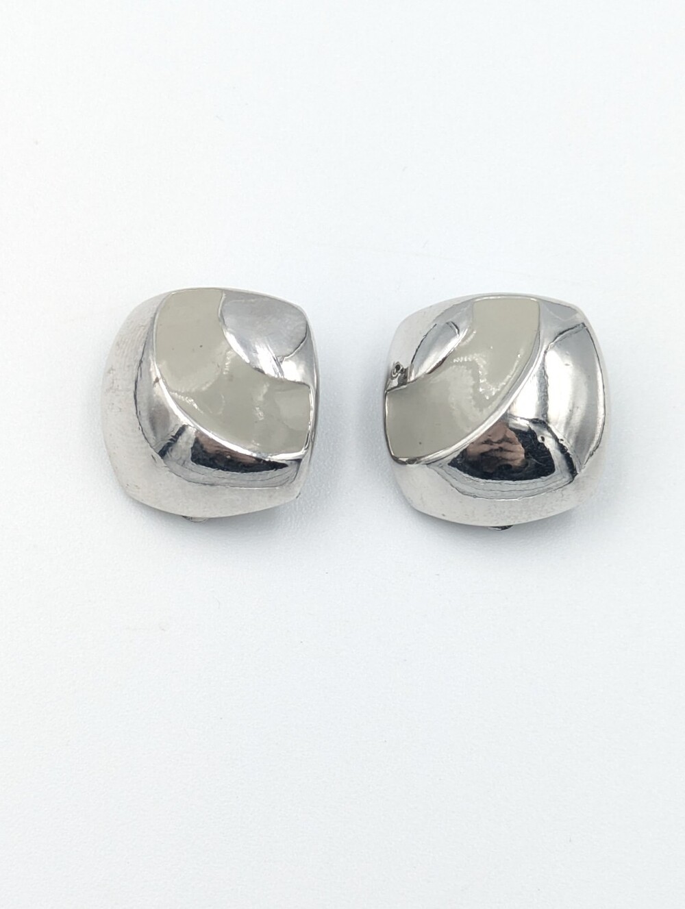 Vintage signed D'orlan silver tone and enamel clip on earrings